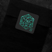 RPG Crit AF | Emerald Fantasy Tafelblad Gamer Dice Vierkante Sticker