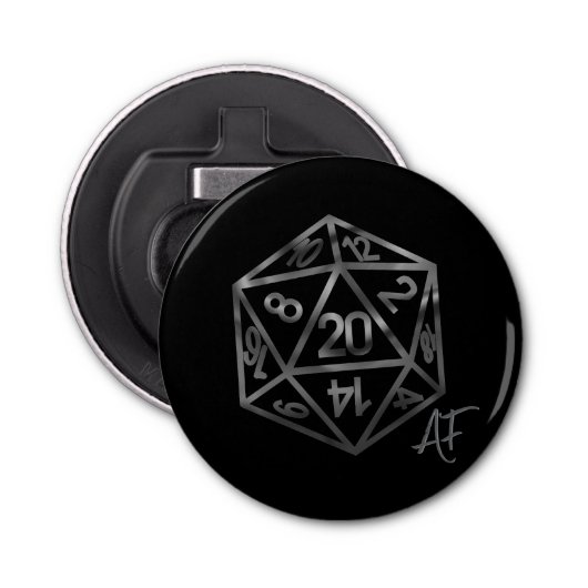 RPG Crit AF | Fantasy tafelblad Retro Gamer Dice Button Flesopener (Voorkant)