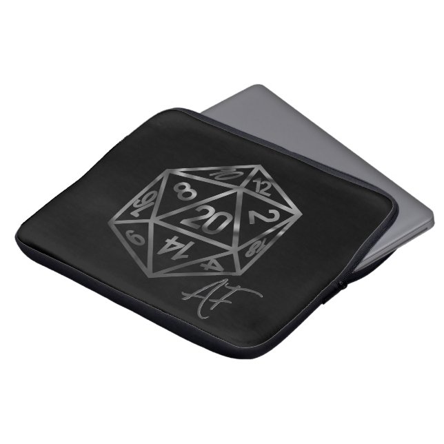 RPG Crit AF | Fantasy tafelblad Retro Gamer Dice Laptop Sleeve (Voorkant top)