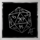 RPG Crit AF | Fantasy tafelblad Retro Gamer Dice Poster (Voorkant)