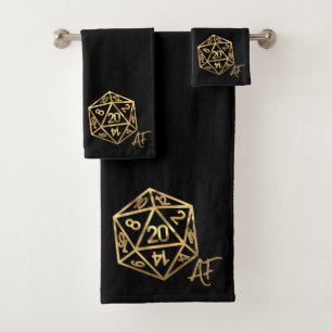 RPG Crit AF Gold Fantasy tafelblad PnP Gamer Dic Bad Handdoek