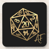 RPG Crit AF | Gold Fantasy tafelblad PnP Gamer Dic Bier Onderzetter (Voorkant)