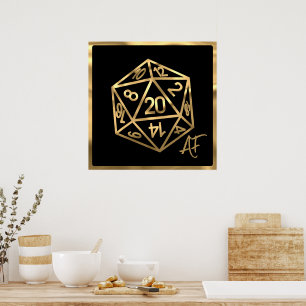 RPG Crit AF   Gold Fantasy tafelblad PnP Gamer Dic Poster