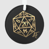 RPG Crit AF | Gold Retro Tafelblad Roleplayer Dice Ornament (achterkant)