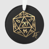 RPG Crit AF | Gold Retro Tafelblad Roleplayer Dice Ornament (voorkant)