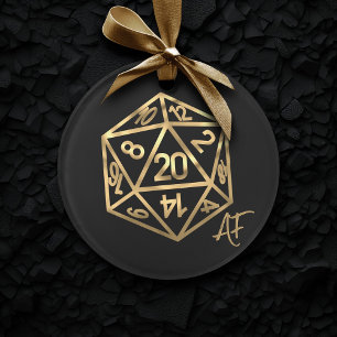 RPG Crit AF   Gold Retro Tafelblad Roleplayer Dice Ornament