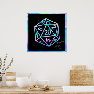 RPG Crit AF   Holo Fantasy tafelblad PnP Gamer Dic Poster