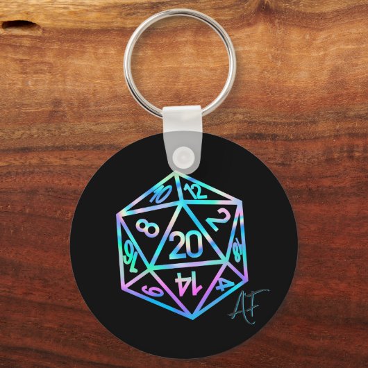 RPG Crit AF | Holo Retro Tafelblad Roleplayer Dice Sleutelhanger (Voorkant)