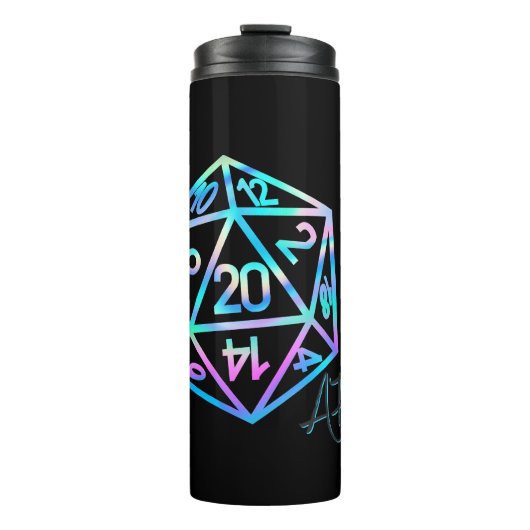 RPG Crit AF | Holo Retro Tafelblad Roleplayer Dice Thermosbeker (Voorkant)