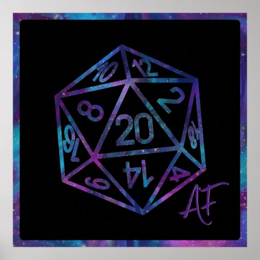 RPG Crit AF | Nebula Fantasy Tafelblad Gamer Dice Poster (Voorkant)