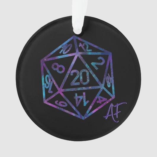 RPG Crit AF | Nebula Tabletop PnP Roleplayer Dice Ornament (voorkant)