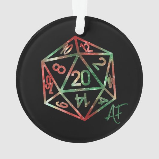 RPG Crit AF | XMAS Fantasy Tafelblad Gamer Dice Ornament (achterkant)