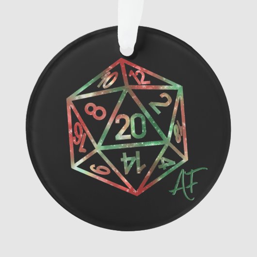 RPG Crit AF | XMAS Fantasy Tafelblad Gamer Dice Ornament (voorkant)