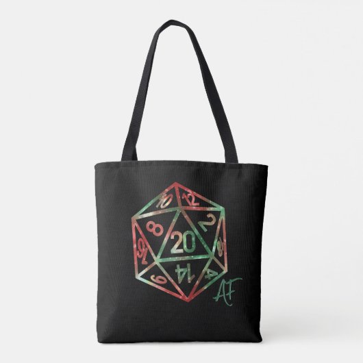 RPG Crit AF | XMAS Fantasy Tafelblad Gamer Dice Tote Bag (Achterkant)