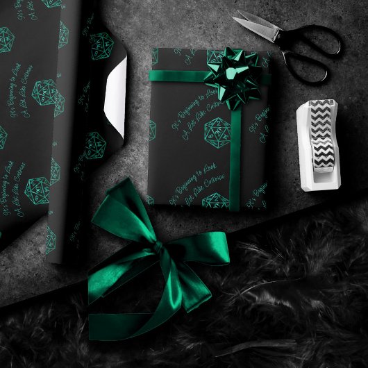 RPG Critmas | Blauwgroen groene tafelblad retro ga Cadeaupapier