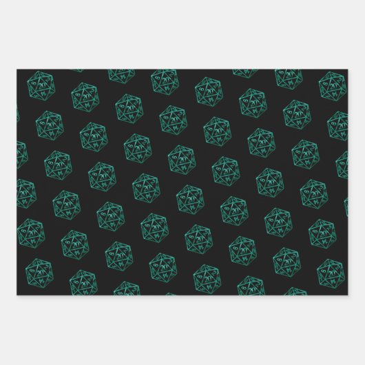 RPG Critmas | Blauwgroen groene tafelblad retro ga Inpakpapier Vel (Voorkant 3)