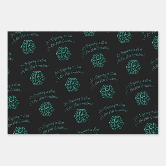 RPG Critmas | Blauwgroen groene tafelblad retro ga Inpakpapier Vel (Voorkant)