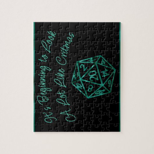 RPG Critmas | Blauwgroen groene tafelblad retro ga Legpuzzel (Verticaal)