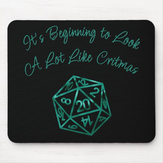 RPG Critmas | Blauwgroen groene tafelblad retro ga Muismat (Voorkant)