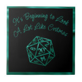 RPG Critmas | Blauwgroen groene tafelblad retro ga Tegeltje (Voorkant)