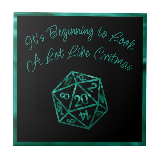 RPG Critmas | Blauwgroen groene tafelblad retro ga Tegeltje (Voorkant)