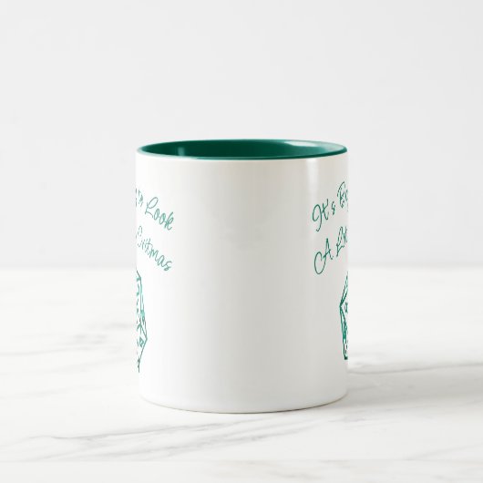 RPG Critmas | Blauwgroen groene tafelblad retro ga Tweekleurige Koffiemok (Center)