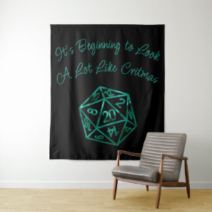 RPG Critmas Blauwgroen groene tafelblad retro ga Wandkleed