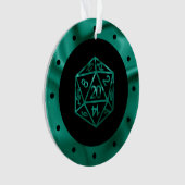 RPG Critmas | Blauwgroen groene tafelblad rollensp Ornament (voorkant)