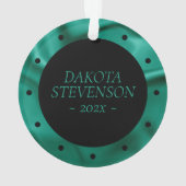 RPG Critmas | Blauwgroen groene tafelblad rollensp Ornament (achterkant)