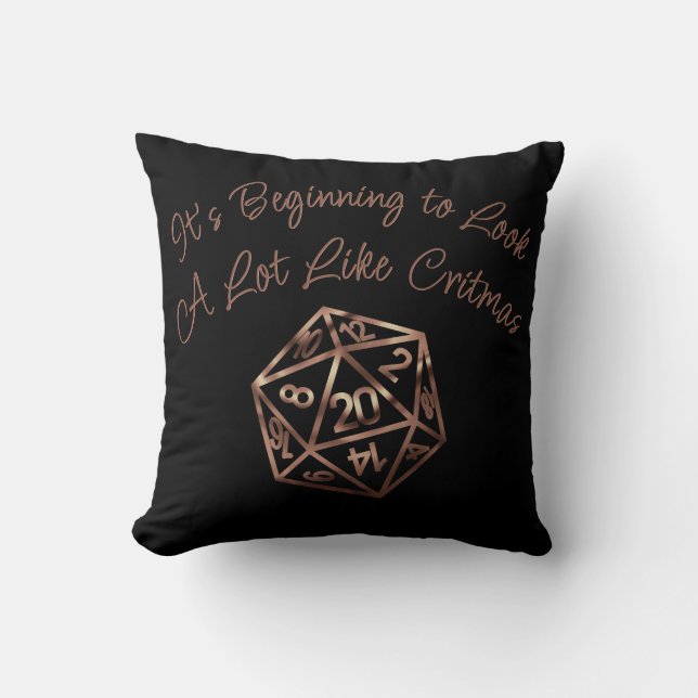 RPG Critmas | Copper Fantasy Tafelblad Gamer Dice Kussen (Voorkant)
