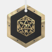 RPG Critmas | Gold Fantasy tafelblad gamer dobbels Glas Ornament (Voorkant)