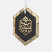 RPG Critmas | Gold Fantasy tafelblad gamer dobbels Glas Ornament (Voorkant links)