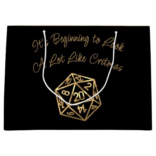 RPG Critmas | Gold Fantasy tafelblad gamer dobbels Groot Cadeauzakje (Voorkant)