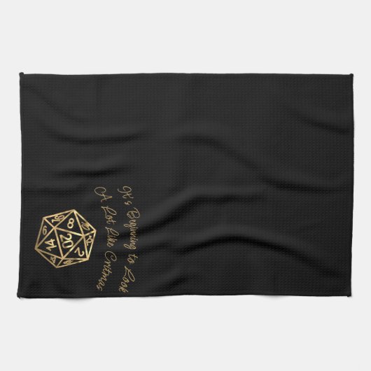 RPG Critmas | Gold Fantasy tafelblad gamer dobbels Theedoek (Horizontaal)