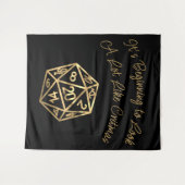 RPG Critmas | Gold Fantasy tafelblad gamer dobbels Wandkleed (Voorkant (horizontaal))