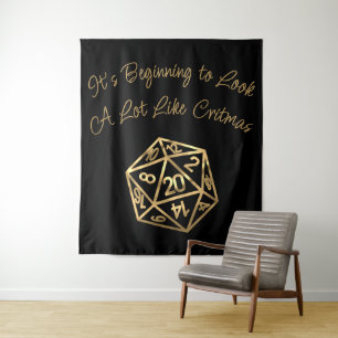 RPG Critmas Gold Fantasy tafelblad gamer dobbels Wandkleed