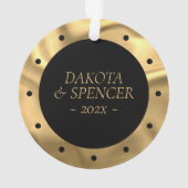 RPG Critmas | Gold Retro Tafelblad Roleplayer Dice Ornament (achterkant)