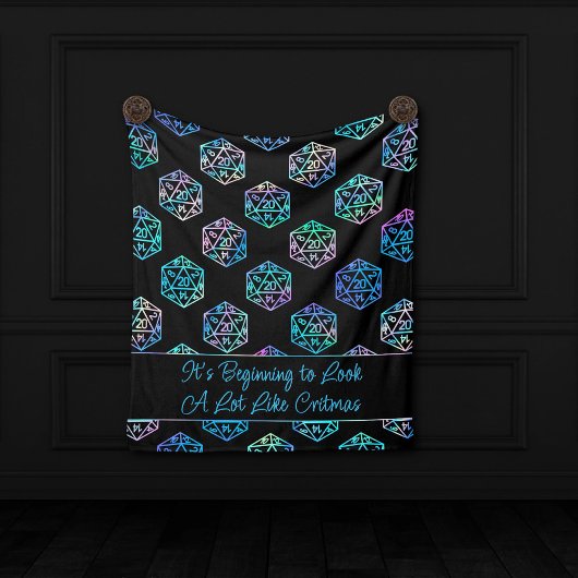 RPG Critmas | Holo Fantasy Tafelblad Gamer Dice Fleece Deken
