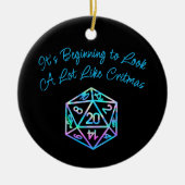 RPG Critmas | Holo Fantasy Tafelblad Gamer Dice Keramisch Ornament (Voorkant)