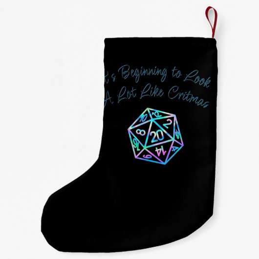 RPG Critmas | Holo Fantasy Tafelblad Gamer Dice Kleine Kerstsok (Achterkant)