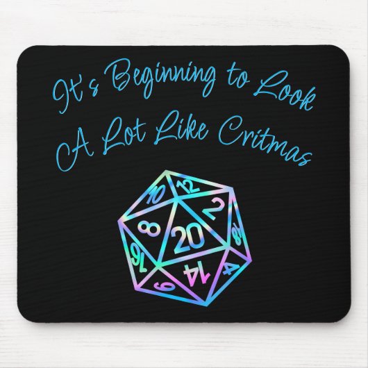 RPG Critmas | Holo Fantasy Tafelblad Gamer Dice Muismat (Voorkant)