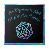 RPG Critmas | Holo Fantasy Tafelblad Gamer Dice Tegeltje (Voorkant)