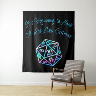 RPG Critmas Holo Fantasy Tafelblad Gamer Dice Wandkleed
