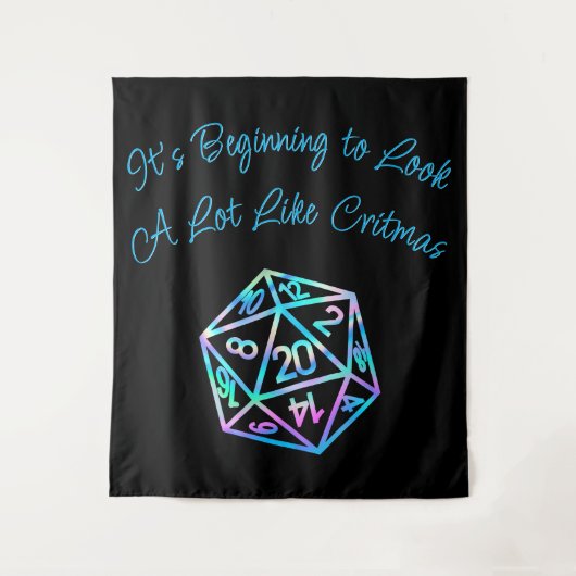 RPG Critmas | Holo Fantasy Tafelblad Gamer Dice Wandkleed (Voorkant)