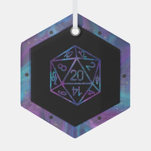 RPG Critmas | Nebula Fantasy Tafelblad Gamer Dice Glas Ornament (Voorkant)