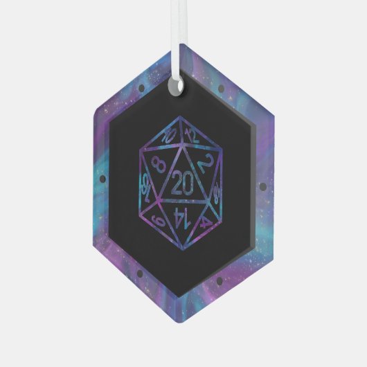 RPG Critmas | Nebula Fantasy Tafelblad Gamer Dice Glas Ornament (Voorkant links)
