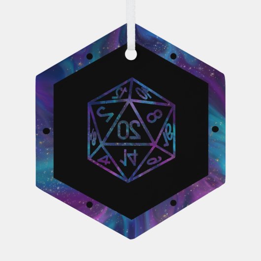 RPG Critmas | Nebula Fantasy Tafelblad Gamer Dice Glas Ornament (Achterkant)