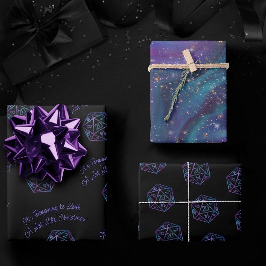 RPG Critmas | Nebula Fantasy Tafelblad Gamer Dice Inpakpapier Vel