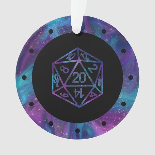 RPG Critmas | Nebula Tabletop PnP Roleplayer Dice Ornament (voorkant)