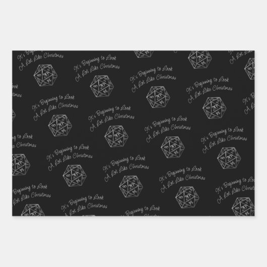 RPG Critmas | Old School Tafelblad Roleplayer Dice Inpakpapier Vel (Voorkant)